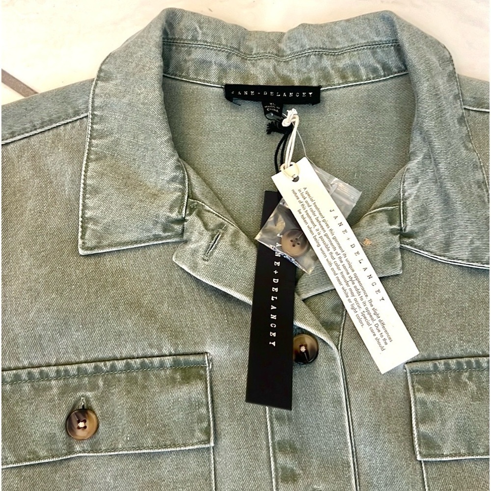 NWT Anthro’s Jane+Delancey,SOFT, SOFT Green Trucker Jacket,Button-Waist,Size XL - Picture 3 of 11